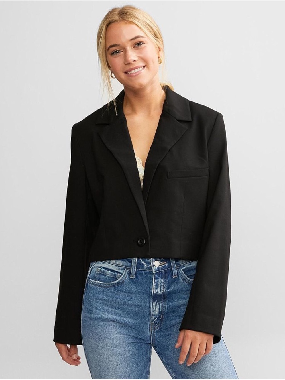 We The Free Cropped Black Blazer Jacket - Picture 5 of 10